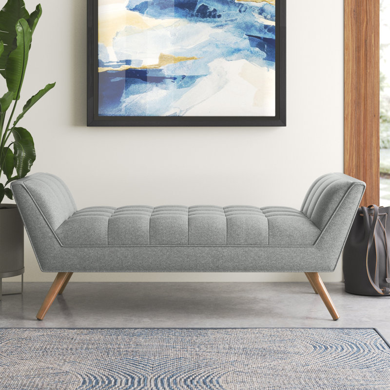 Banc rembourré Almina, Tissu gris clair