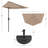 9-Ft Half Patio Umbrella Easy Crank Semicircle Balcony Shade with 20lb Weighted Base for Deck, Porch, or Against a Wall by Pure Garden (Sand)-880063097
