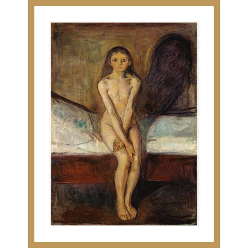 La puberté par Edvard Munch - estampe numérique encadrée, H 41,5 po x l 32,03 po