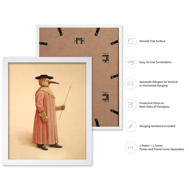 Plague Doctor, Affiche, Encadrement blanc, H 08 po x l 10 po