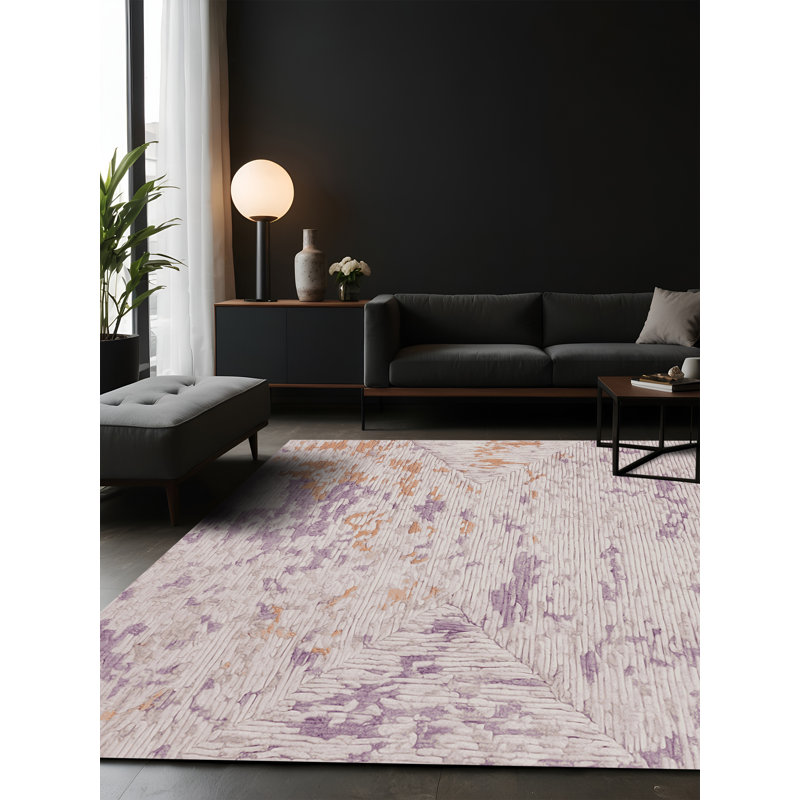 Tapis gris soyeux et moelleux, Carré 7 pi