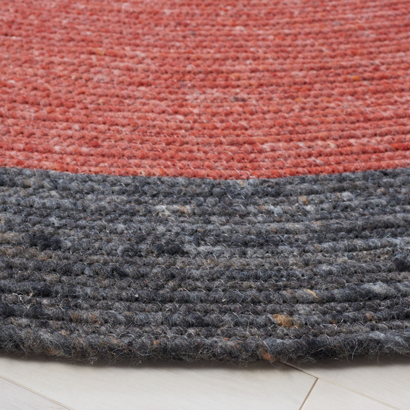 Nunley Hand Woven Wool/Cotton Rug in Red, Round 4'