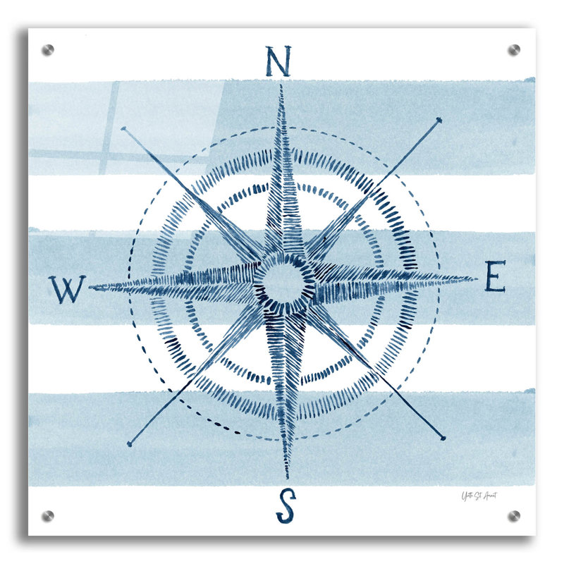 «Nautical Compass» par Yvette St. Amant, art mural en verre acrylique, H 24 po x l 24 po x P 0,2 po