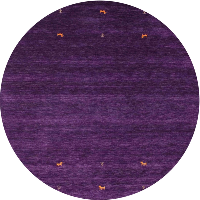 Tapis de zone mauve contemporaine, Rond 5 pi