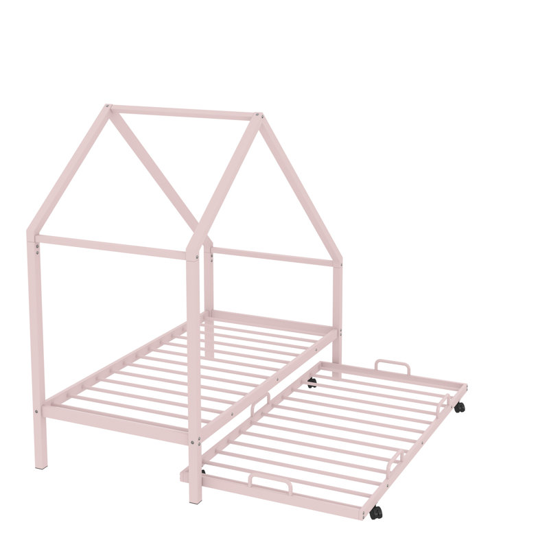 Lit plateforme en métal Aijah, Rose