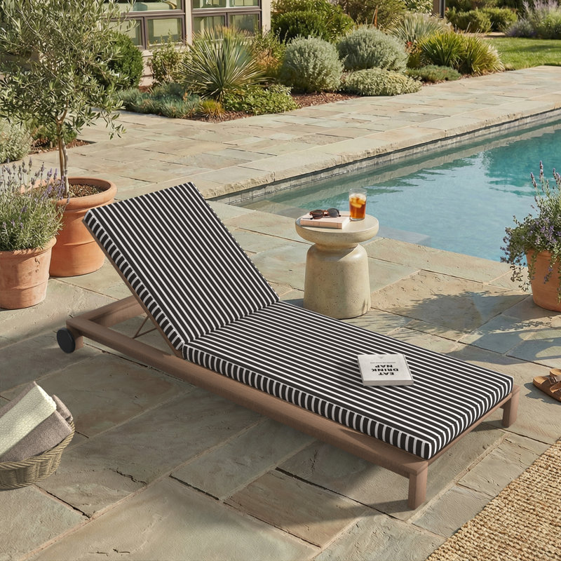 Outdoor Chaise Cushion With Sunbrella Fabric, 24" W x 73" D, Sunbrella® Shore Classic