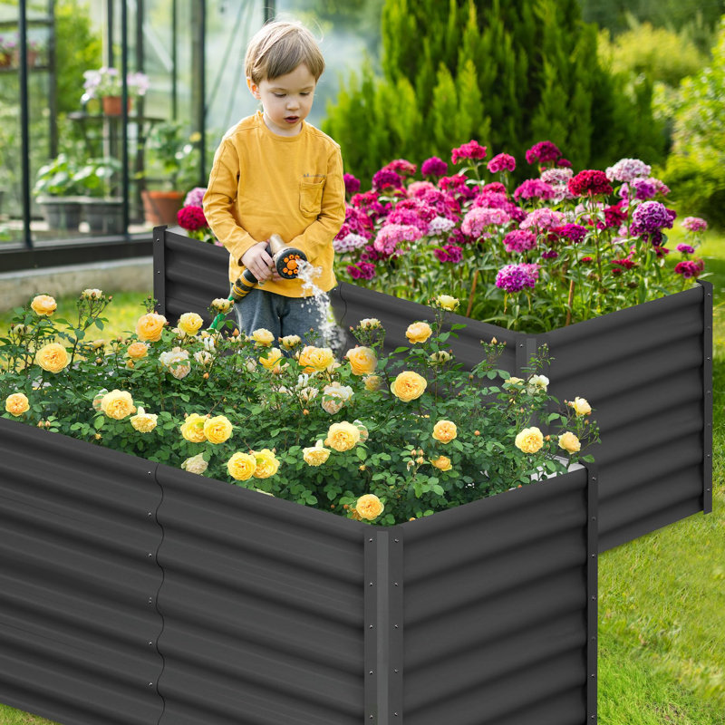 Galvanized Steel Raised Garden Bed Kit – Heavy-Duty 6x3x2FT Rectangular Outdoor Planter Box for Vegetables, Flowers, Herbs (Gray, 2-Pack)