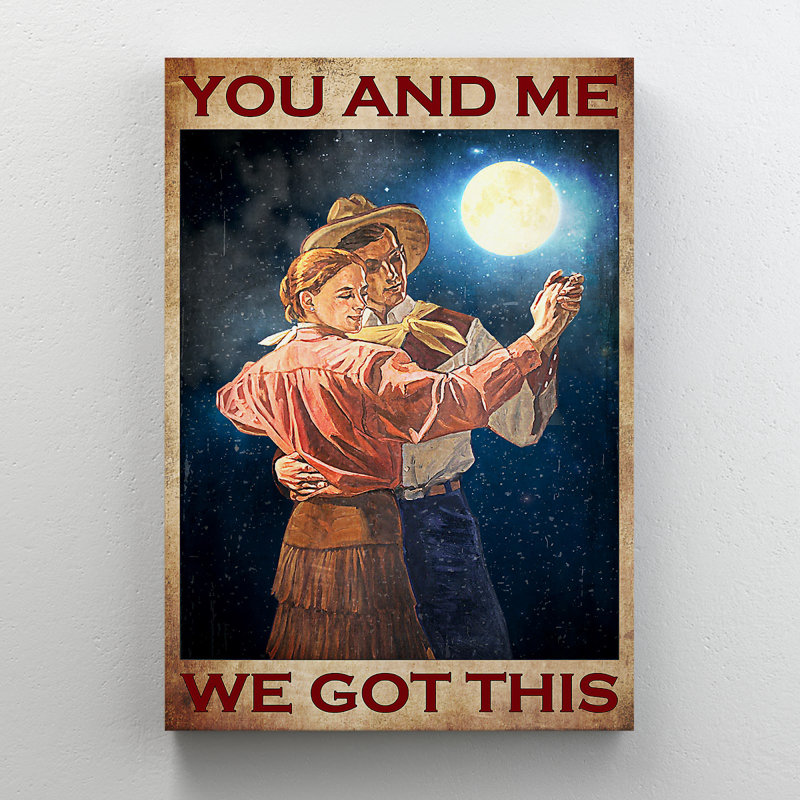 Couple dansant sous le clair de lune - Toile tendue avec la galerie «You and me, we Got this», H 20 po x l 16 po x P 2 po