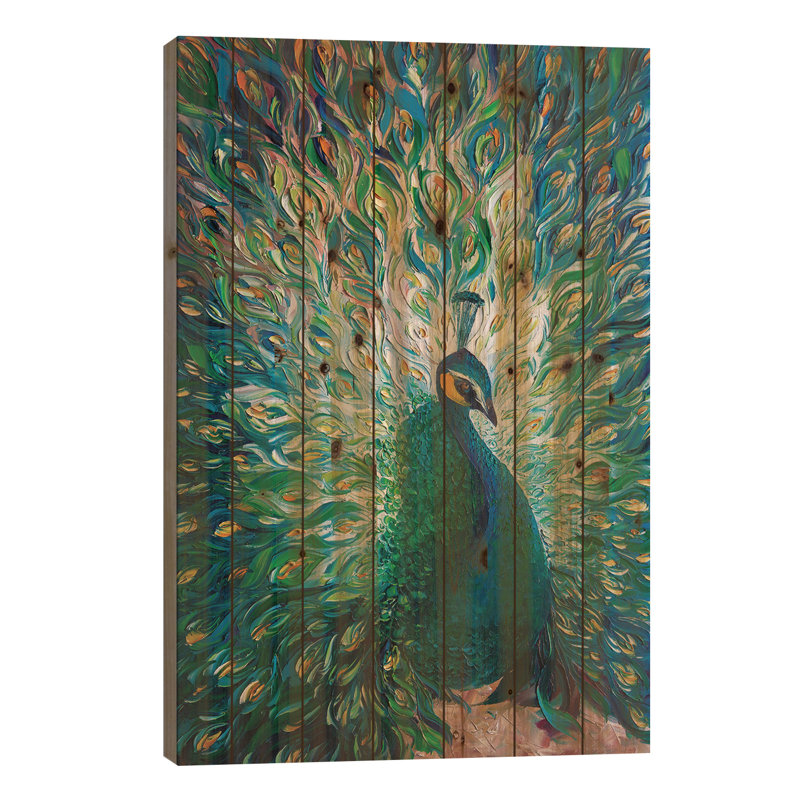 «Peacock XXXII On Wood» par Willson Lau, impression graphique, H 40 po x l 26 po x P 1,5 po