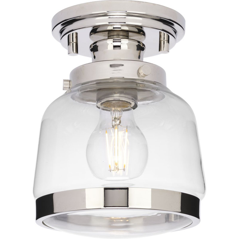 Petula Glass Semi Flush Mount, Polished Nickel