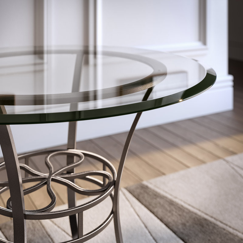 Round Glass Top with Iron Base Dining Table