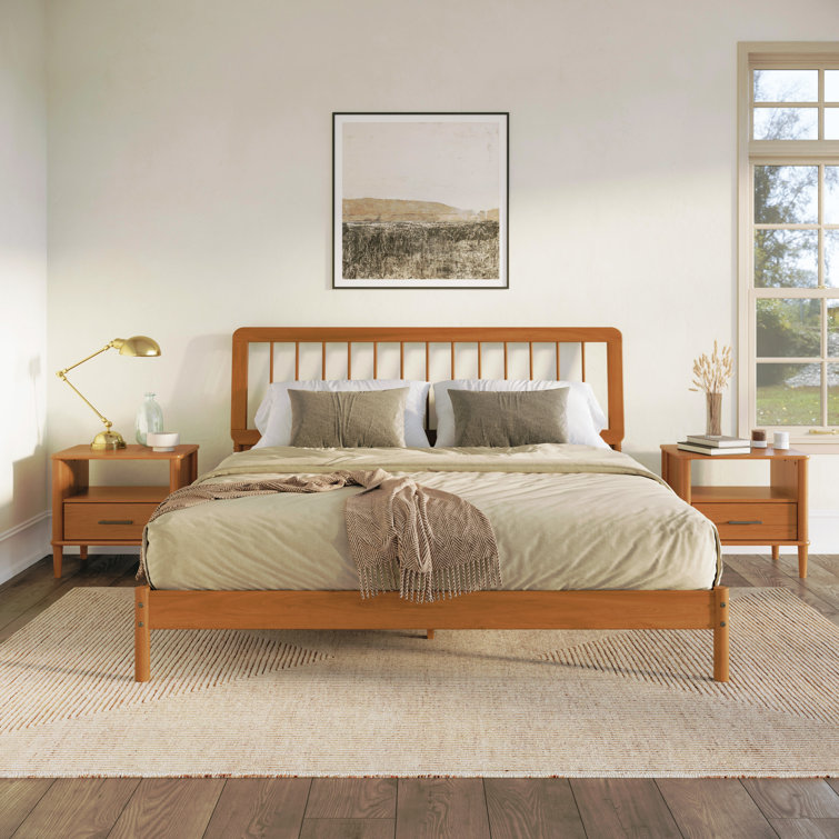 Nadwa Solid Wood Platform Bed Queen 