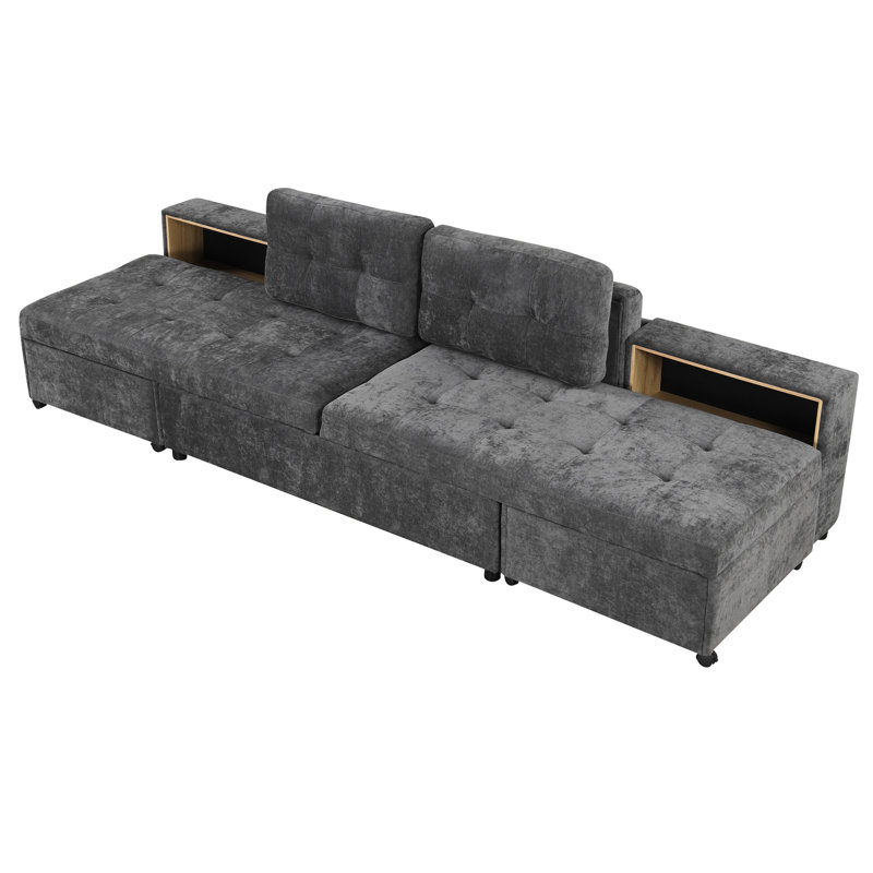 Chenille modulaire gris foncé, espace de rangement, utilisation flexible et mobilité combinée