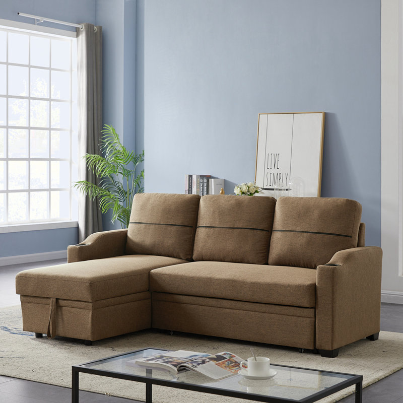 Canapé modulaire 2 pièces Kazuma, Mélange de lin brun