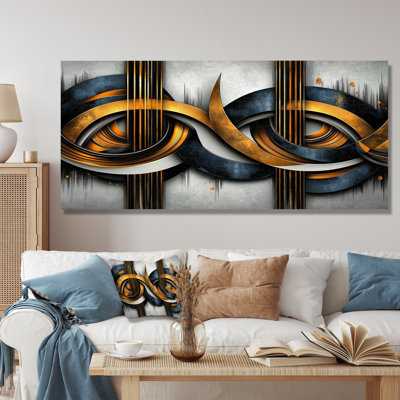 Golden Luminous Core Of Aqua I - Geometric Metal Wall Art Decor, Modern Metal Print
