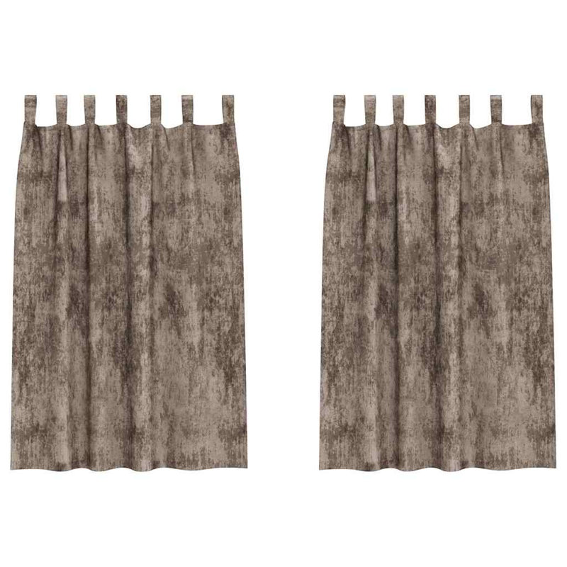 Alithia Velvet Room Darkening Curtain Pair, 140cm Width x 175cm Drop, Cappuccino