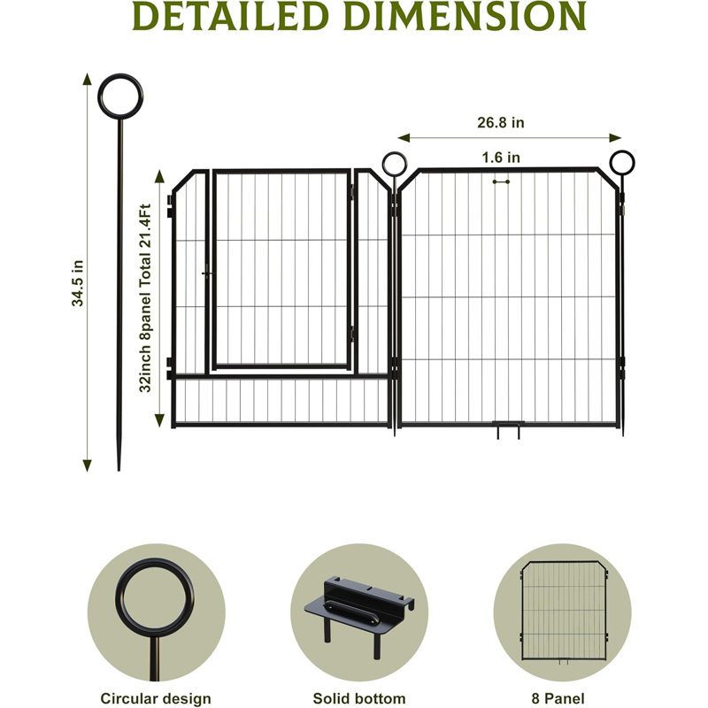 Panel Steel Pet Barrier With Door, 80cm H x 67.95cm W