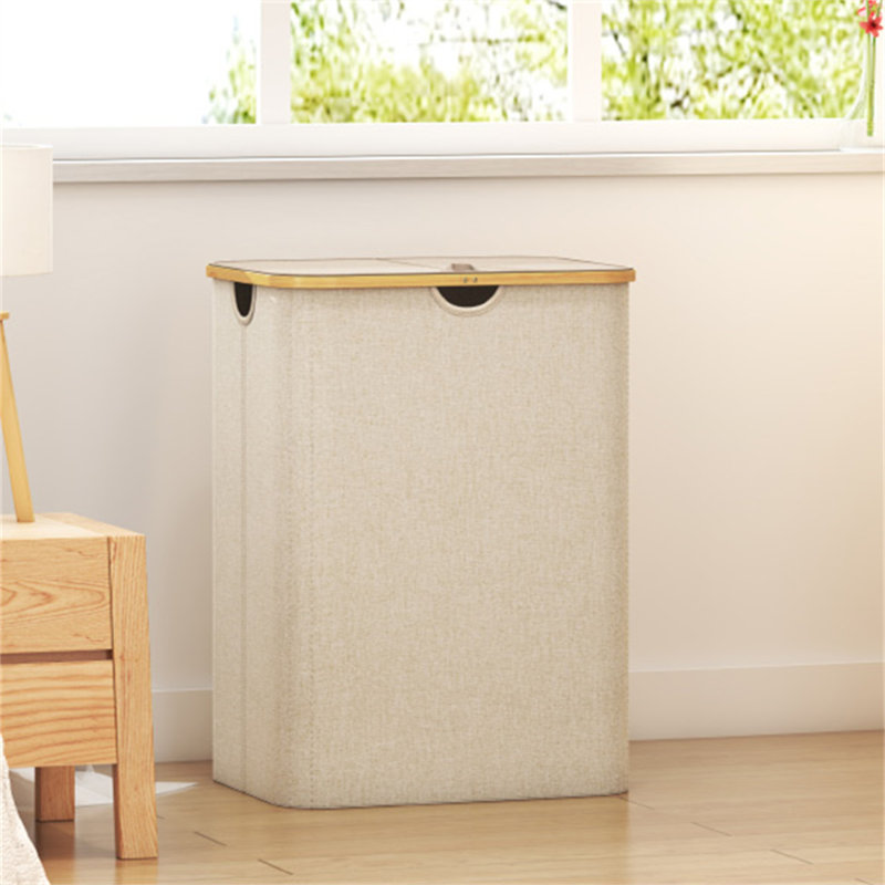Bhargava Fabric Laundry Hamper with Handles, Beige, 70 x 53 x 40