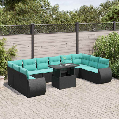 Ensemble de canapé de patio 11 pièces avec coussins en rotin de polyester