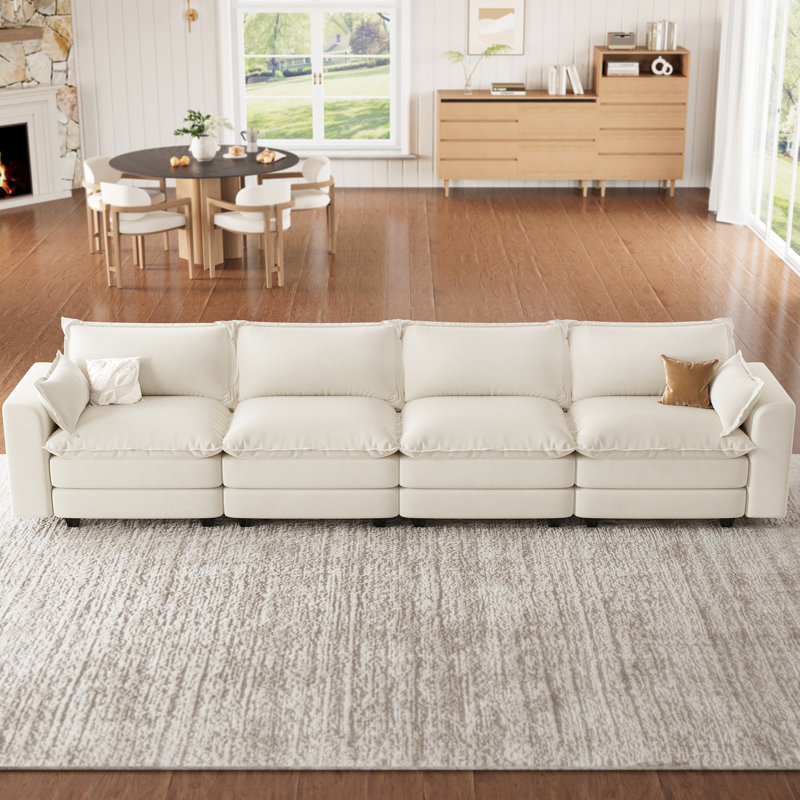 Canapé modulaire 4 places Jed, beige, H 33,6 po x l 153,5 po x P 29,9 po, Beige