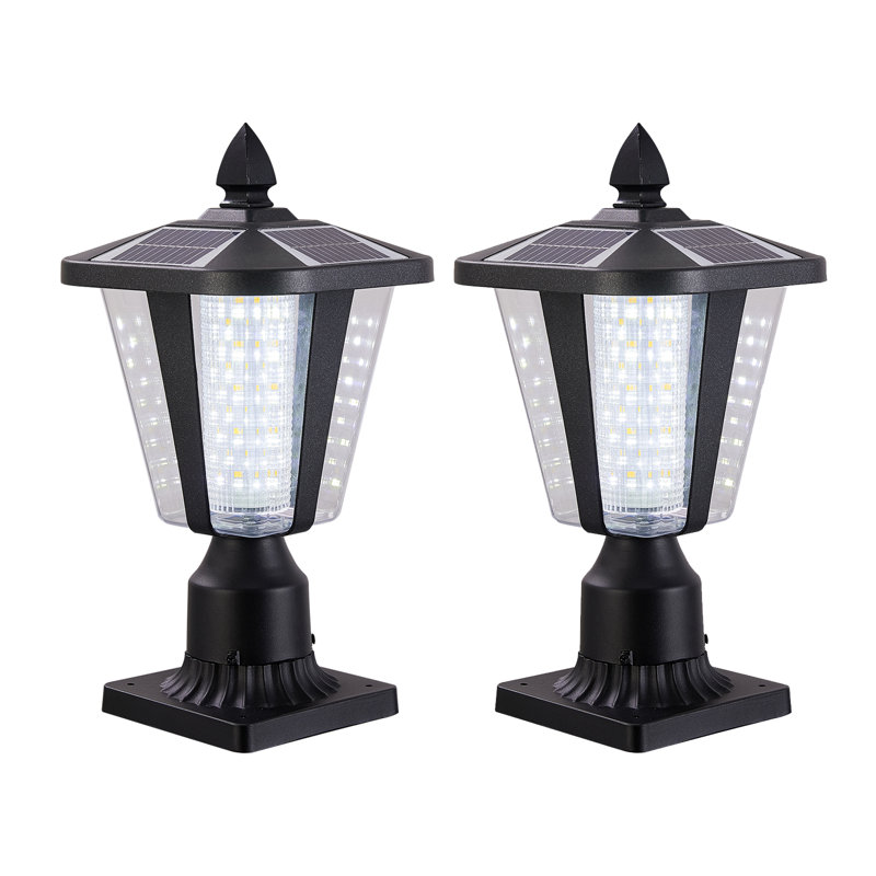 Lanterne d'extérieur solaire de 15 pouces, lumière de jardin à DEL noire moderne - parfaite pour le jardin / l'allée / le jardin, pas de câblage facile à installer, marche / arrêt automatique, luminosité réglable
