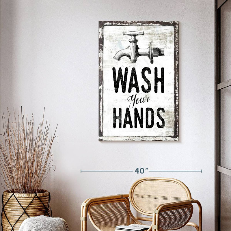 «Wash Your Hands», impression sur toile, H 39 po x l 26 po x P 1,25 po