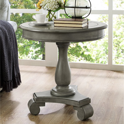 Table d'appoint à piédestal gris - l 26 po x P 26 po, élégante faite de bois