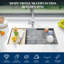 Évier de cuisine encastré, cuve simple en acier inoxydable avec rebord Reveal, paroi de jante épaisse de 2,0 cm, paroi de 1,0 mm, support inférieur brossé et ensemble de drain