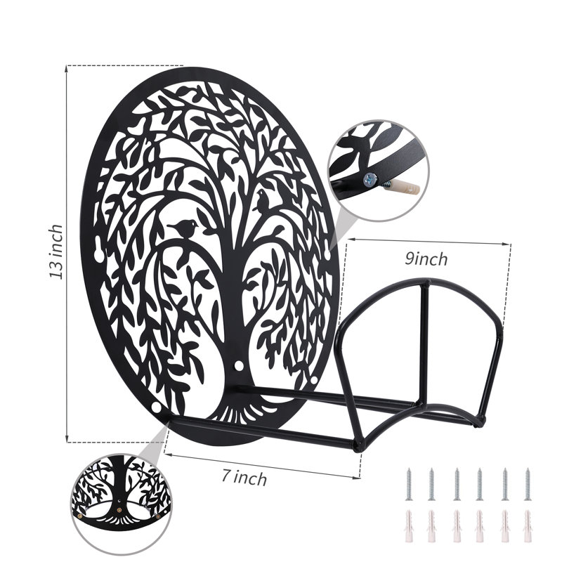Support de boyau d'arrosage, support de moulinet à eau de jardin, support de fer à eau extérieur, support de tuyau extérieur, support de tuyau d'eau décoratif, motif d'arbre