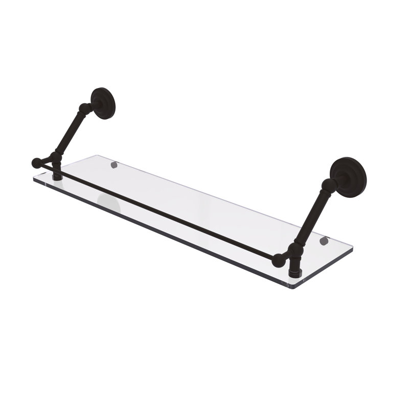 Tablette flottante avec barre de galerie Jhene, Bronze huilé, H 8 po x l 30 po x P 8,6 po