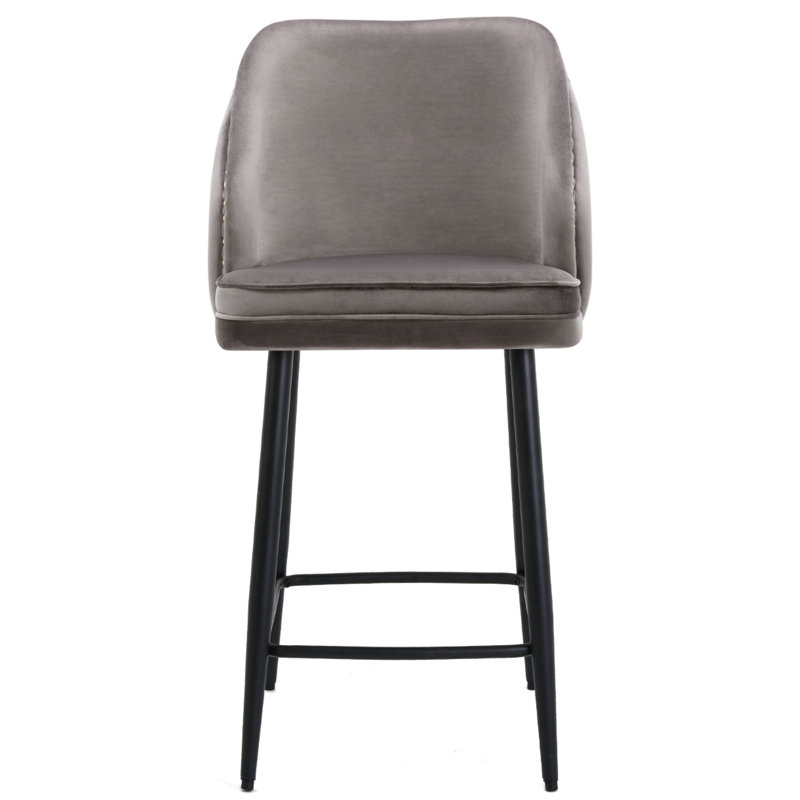 Atka Upholstered Counter Stool with Metal Frame, Charcoal