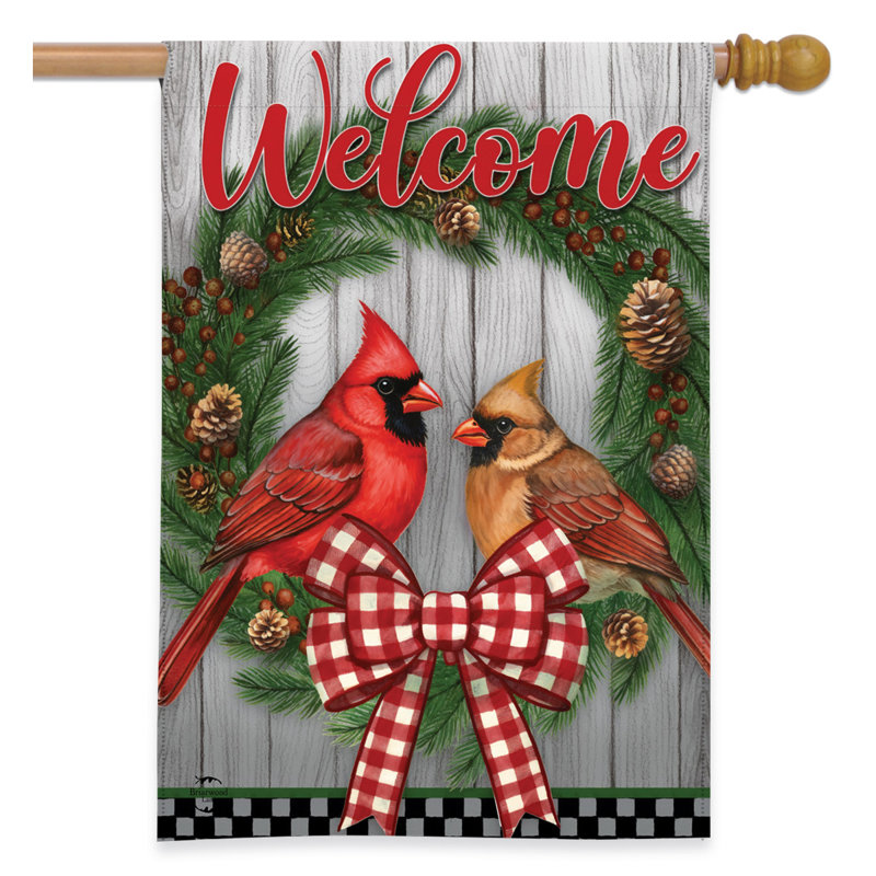 Couronne de bienvenue Cardinal, drapeau de la maison 28x40