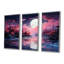 Pleine lune, ciel rose, ensemble de décorations murales lac Cherry Blossom-1709666579-1709666591