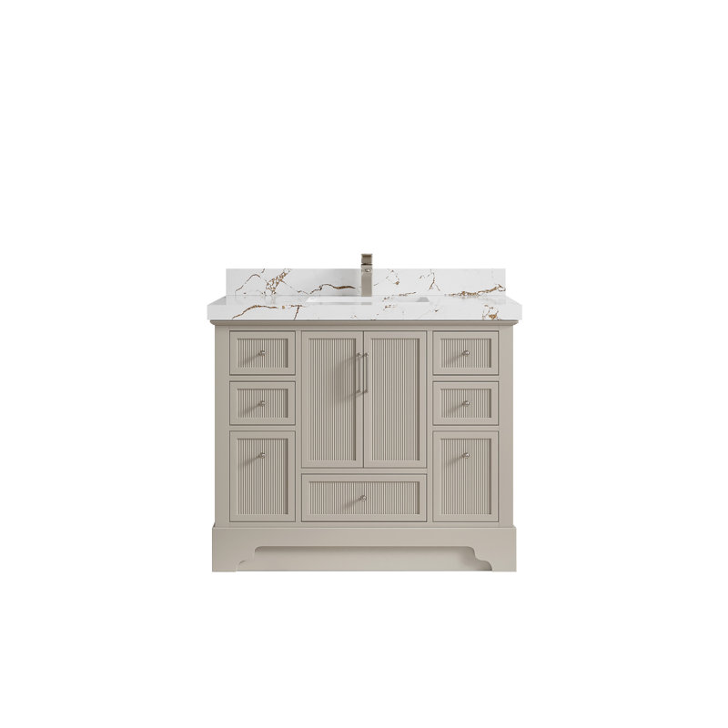 Alys 42'' Single Bathroom Vanity with Quartz Top, Viola Brown