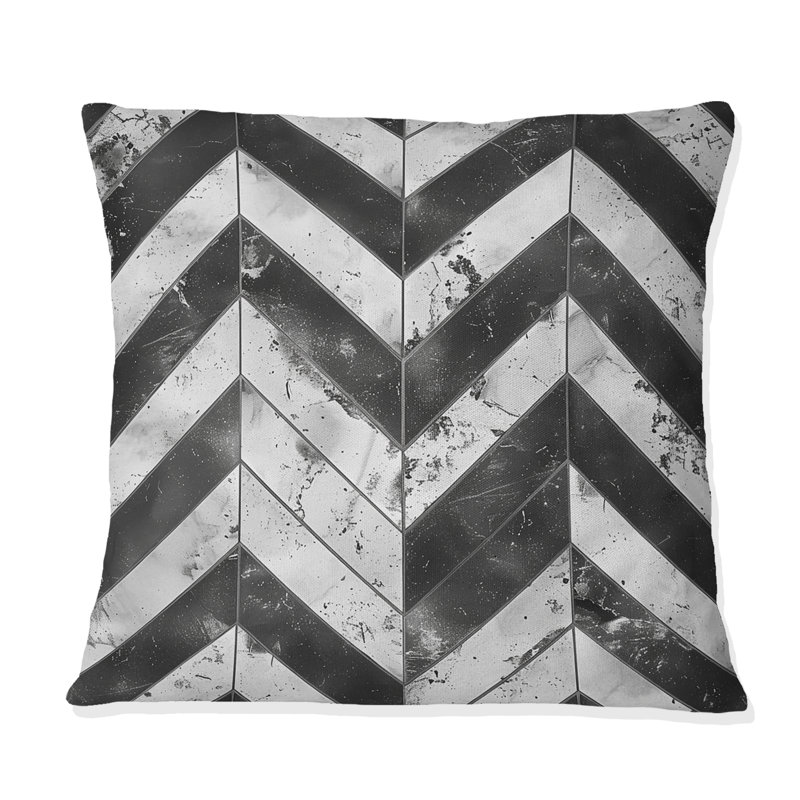 Carreaux noirs et blancs à motif de chevrons, H 16 po x l 16 po