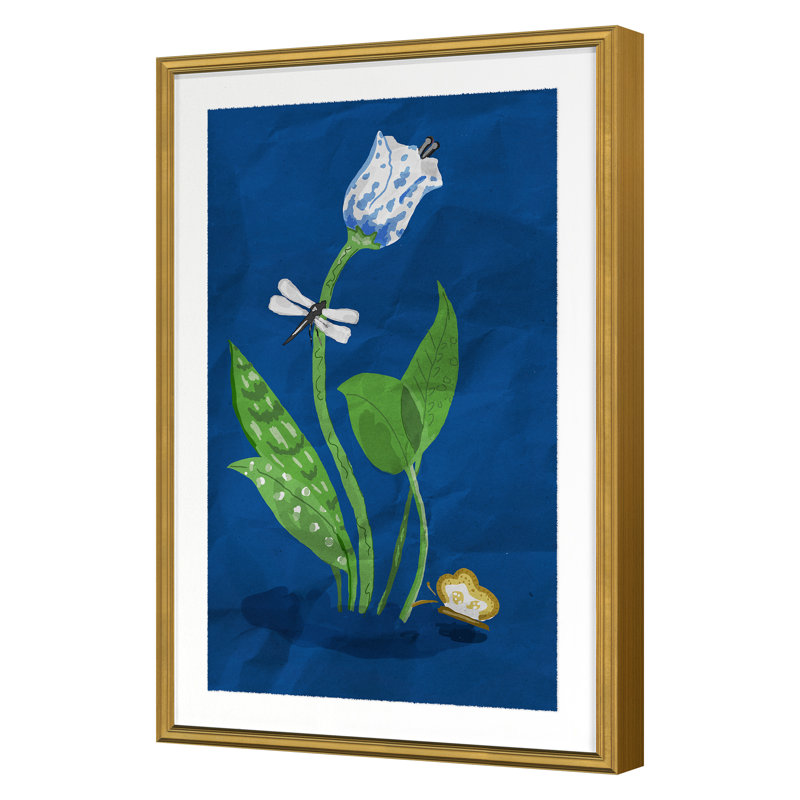 Spotted Tulip 2 (Blue) Print by Dana Gibson, Gold, 26" H x 17" W x 1" D