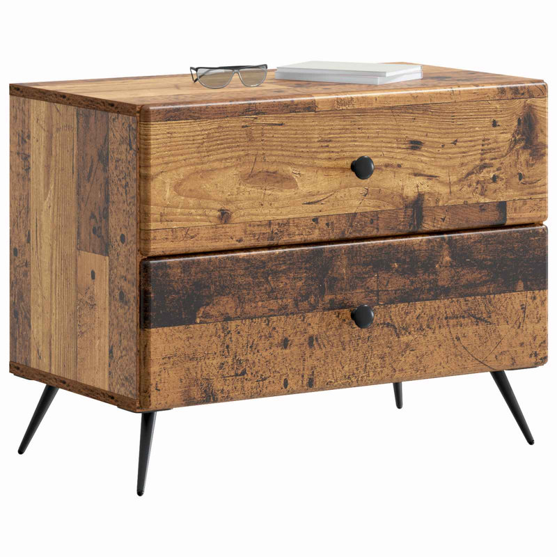 62cm W Manufactured Wood Bedside Table, Old Wood