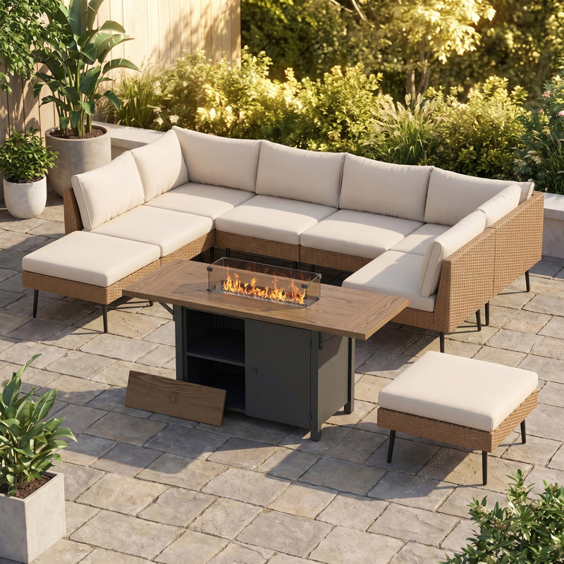 55" Expandable Propane 50,000 BTU Firepit Table With Cover & CSA Certification, Black