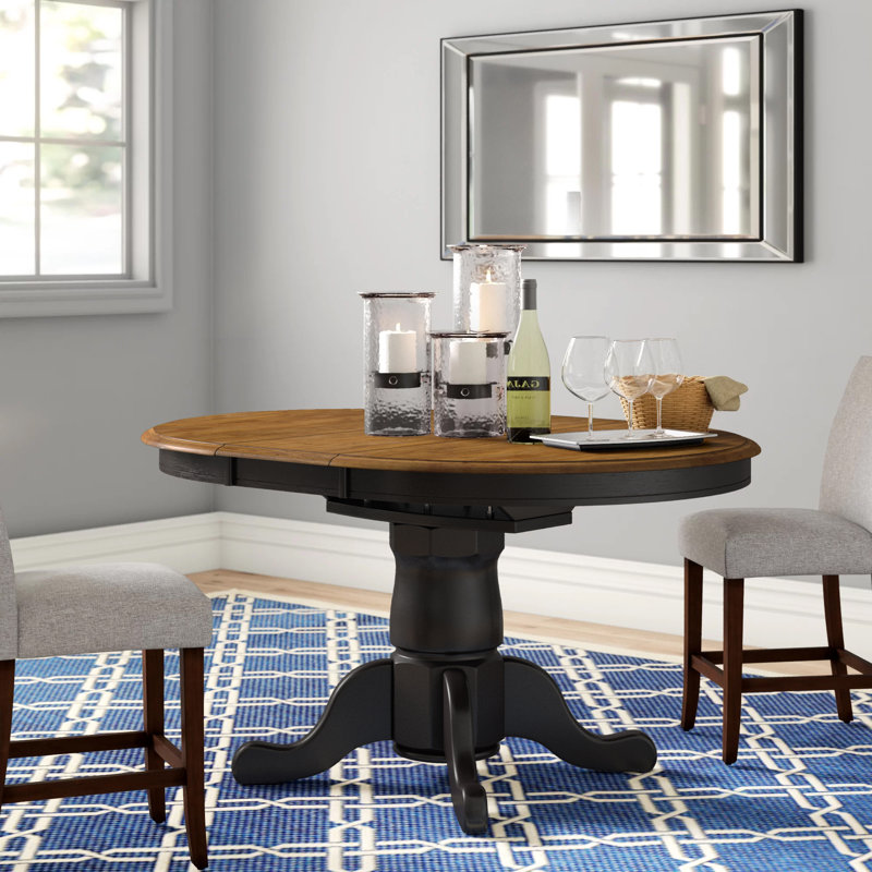 Orviston Extendable Solid Wood Dining Table, Almond/Ebony
