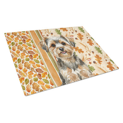 Yorkiepoo Heirloom Fall Glass Cutting Board