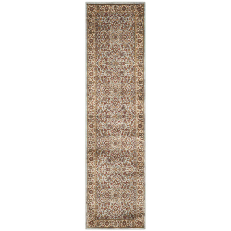Tapis oriental bleu clair / ivoire Petronella, Tapis de couloir 2 pi 2 po x 8 pi