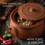 Pot en argile fabriqué à la main Hakan, couvercle, non émaillé, petit, 2,6 pte, 2,5 L