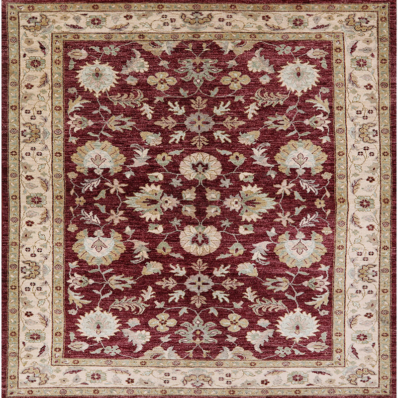 Tapis oriental ivoire / rouge Rôle, Carré 5 pi