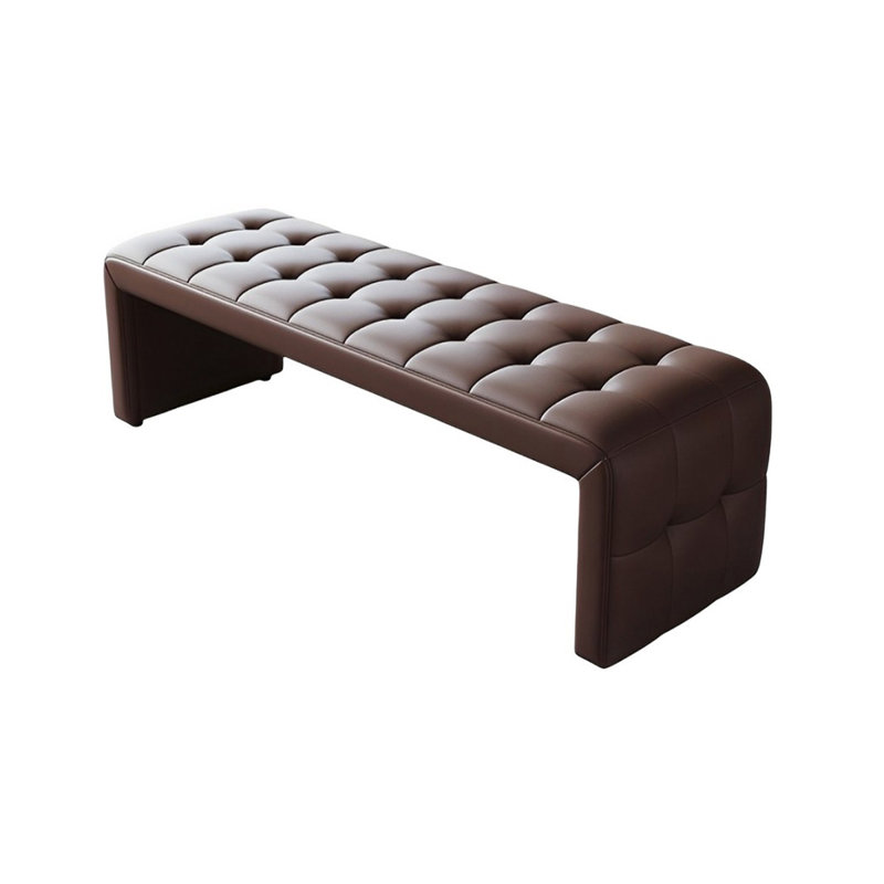 Banc rembourré en cuir Labovick, Café
