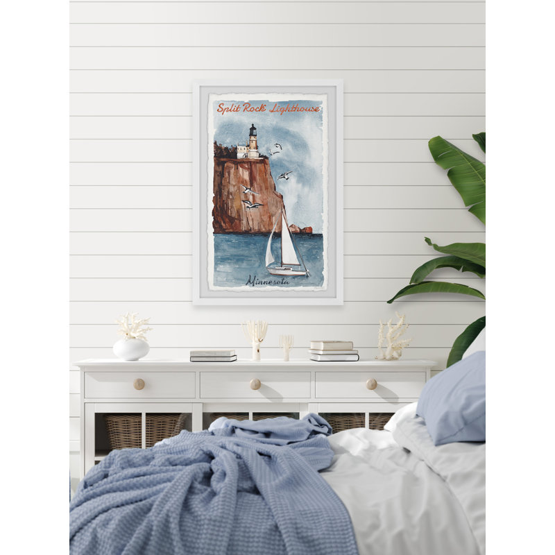 Peinture du phare de Split Rock, H 18 po x l 12 po x P 1,5 po