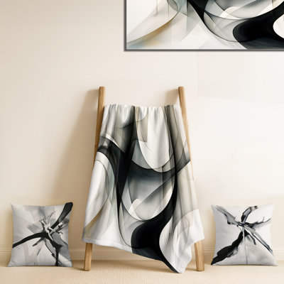 Abstract Neutral XIV - Abstract Geometric Throw Blanket