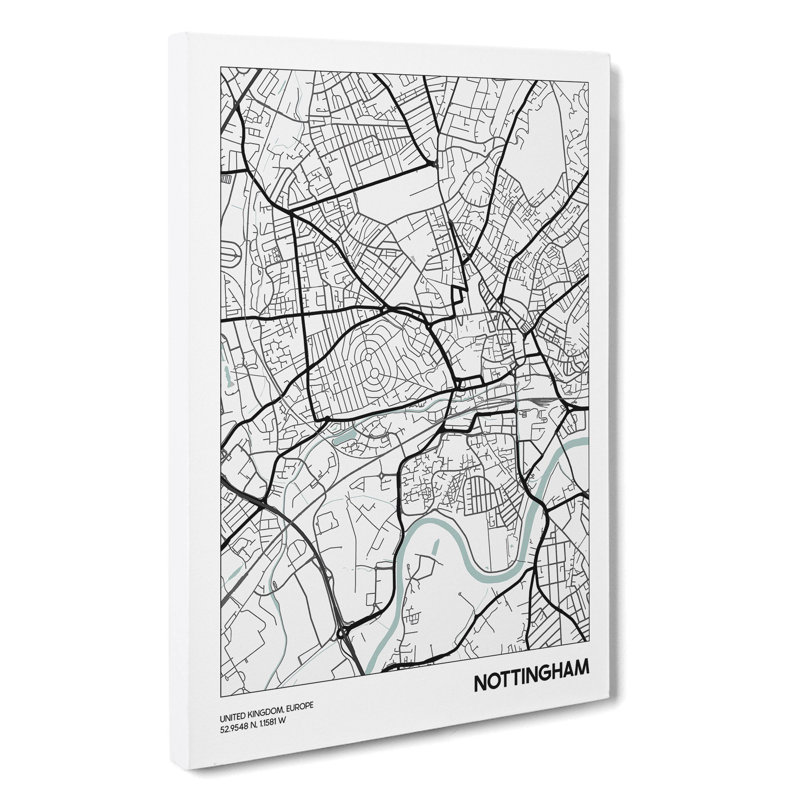 Map Nottingham UK - Wrapped Canvas, 50cm H x 35cm W x 3cm D