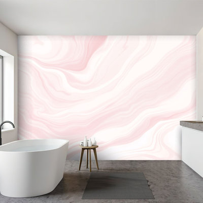 Papier peint adhésif peler et coller fond de texture de marbre rose clair et blanc, papier autocollant amovible, décoration murale pour salon Chambre à coucher H 100 po x l 144 po