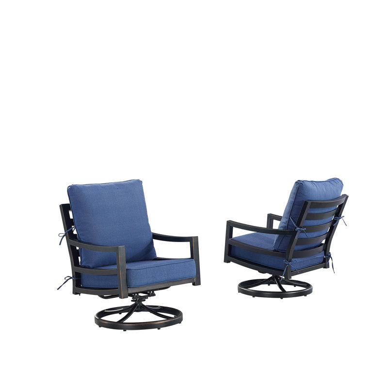 Hudson Outdoor Swivel Lounge Chair, Blue