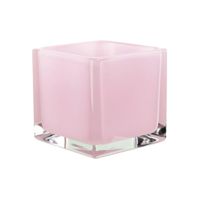 Clear With White Inside Cube Vase